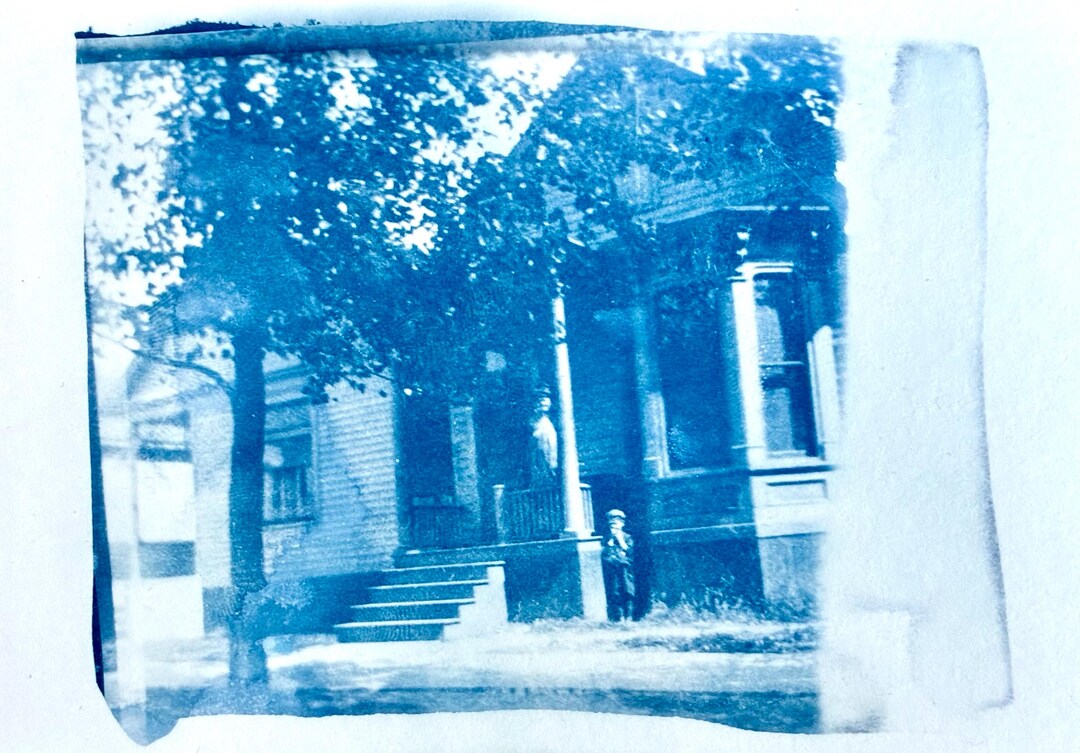 Porch Scene - Cyanotype From Vintage Film Negatives - Etsy