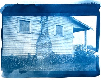 Country House - Cyanotype from Vintage Film Negative