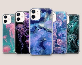 Etui na telefon z motywem meduzy Ocean Sea Life Neon Cover do iPhone'a 17Pro, 16, 15, 14, 13, 12, Samsunga S26, S25, S24, S23Fe, A16, A56, Pixela 10A, 9Pro