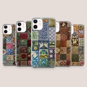 Cover per telefono in ceramica con motivo piastrelle vintage e arte boho per iPhone 17Pro, 16, 15, 14, 13, 12, Samsung S26, S25, S24, S23Fe, A16, A56, Pixel 10A, 9Pro