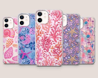 Etui na telefon z motywem rafy koralowej i wzorem rozgwiazdy na iPhone'a 17Pro, 16, 15, 14, 13, Samsunga S26, S25, S24, S23Fe, A16, A56, Pixela 10A, 9Pro