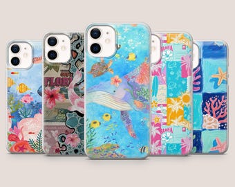 Etui na telefon z motywem wieloryba i ryby morskiej Sea Life do iPhone'a 17Pro, 16e, 15, 14, 13, 12, Samsunga S26, S25, S24, S23Fe, A16, A56, Pixela 10A, 9Pro, 8