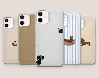 Etui na telefon z jamnikiem i hot dogiem na iPhone'a 17Pro, 17e, 16, 15, 14, 13, 12, Samsunga S26, S25, S24, S23Fe, A16, A56, Pixela 10A, 9Pro