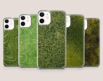 Prosty zielony wzór etui na telefon z mozaiką do iPhone'a 17Pro, 16e, 15, 14, 13, 12, Samsunga S26, S25, S24, S23, A16, A56, Pixela 10A, 9Pro, 8
