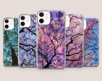 Etui na telefon z motywem drzewa i nieba w kształcie liścia do iPhone'a 17Pro, 16, 15, 14, 13, 12, Samsunga S26, S25, S24, S23Fe, A16, A56, Pixela 10A, 9Pro, 8