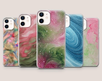 Marmurkowe etui na telefon z kolorowym wzorem w kształcie spirali do modeli iPhone 17Pro, 16e, 15, 14, 13, 12, Samsung S26, S25, S24, S23Fe, A16, A56, Pixel 10A, 9Pro, 8A