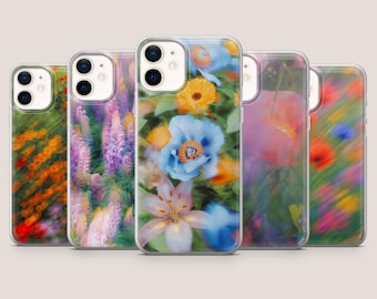 Etui na telefon z motywem kwiatowym i abstrakcyjnym motywem rozmytych kwiatów do modeli iPhone 17Pro, 16, 15, 14, 13, 12, Samsung 26, S25, S24, S23Fe, A16, A56, Pixel 10A, 9Pro