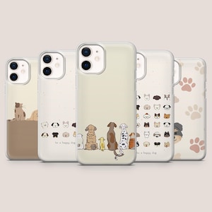Custodia per telefono con motivo cane, semplice cover per iPhone 17Pro, 17e, 16, 15, 14, 13, 12, Samsung S26, S25, S24, S23, A16, A56, Pixel 10A, 9Pro