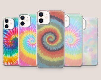 Tie Dye Mobilskal Hippy Retro Rainbow för iPhone 17Pro, 16e, 15, 14, 13, 12, Samsung S26, S25, S24, S23, A16, A56, Pixel 10A, 9Pro, 8