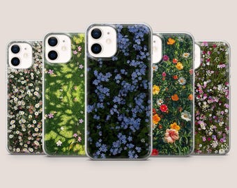 Etui na telefon z motywem łąki botanicznej i kwiatowym wzorem do iPhone'a 17Pro, 16e, 15, 14, 13, 12, Samsunga S26, S25, S24, S23, A16, A56, Pixela 10A, 9Pro