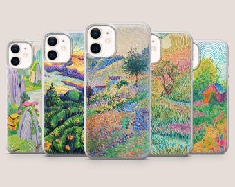 Etui na telefon z motywem puentylizmu, malowidło artystyczne, natura, na iPhone'a 17Pro, 16, 15, 14, 13, 12, Samsunga S26, S25, S24, S23, A16, A56, Pixela 10A, 9Pro