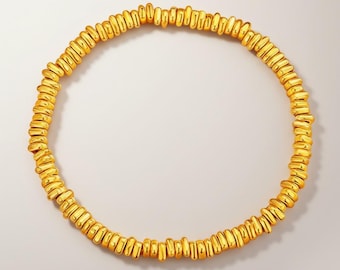 24k Fine 999 Gold Lucky Minimal Beads Elastic Cord Bracelet Gift Ideas