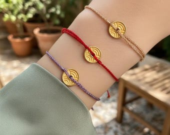 24k Fine 999 Gold Lucky Chinese Coin Red Hand Braided Rope Bracelet