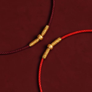 24 kt 999 gouden kraal minimaal extreem 999 fijne rode touwarmband en enkelband