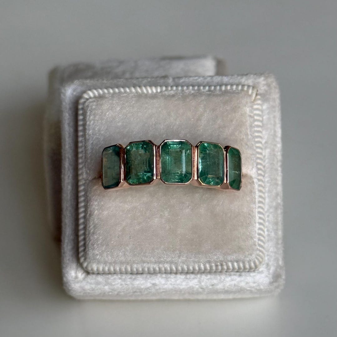 14k Gold Natural Emerald Octagon Faceted Cut Gemstone Half Emerald ...