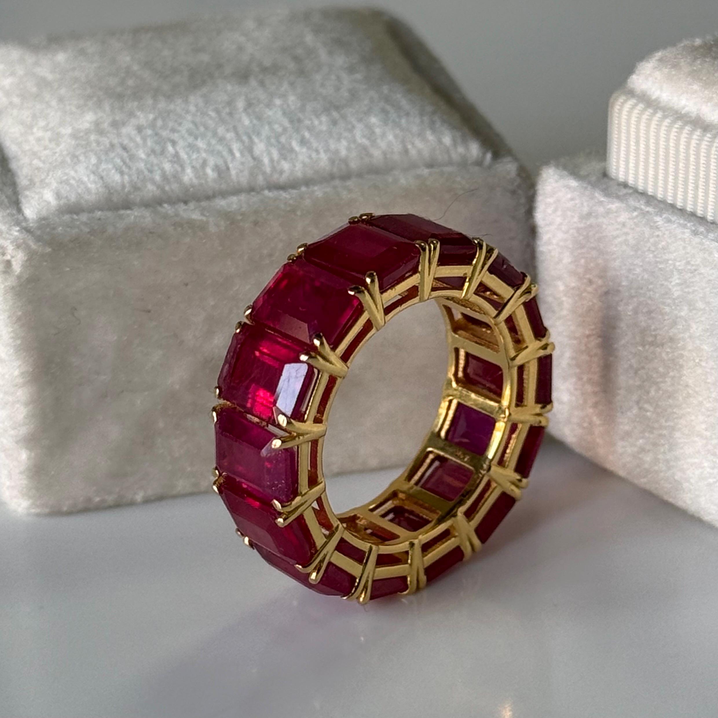 14k Gold Ruby Eternity Ring, Octagon Emerald Cut - Etsy