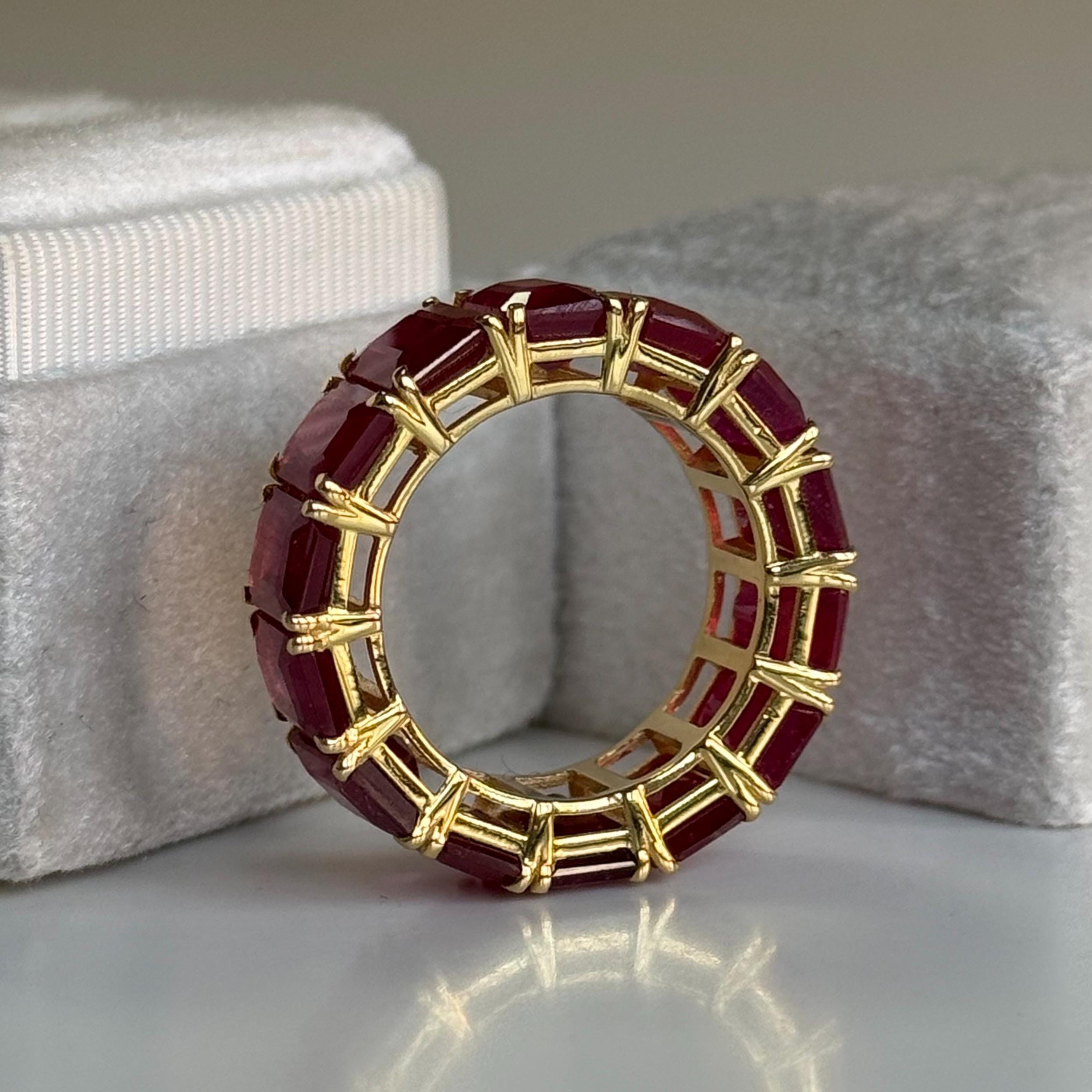 14k Gold Ruby Eternity Ring, Octagon Emerald Cut - Etsy