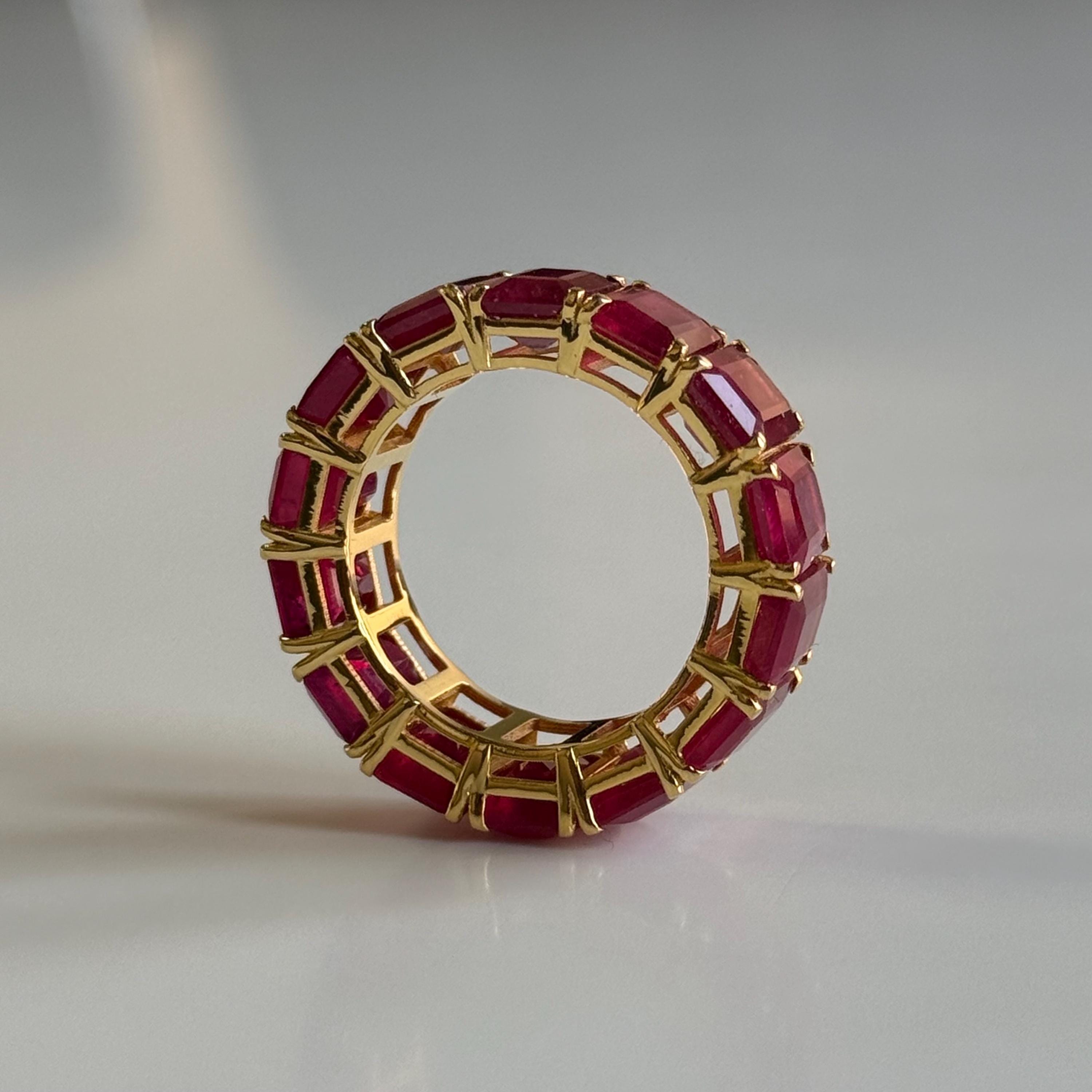 14k Gold Ruby Eternity Ring, Octagon Emerald Cut - Etsy
