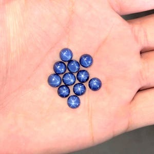 AAA Quality Sapphire Star Cabochons - 6mm/7mm Round Loose Gemstones, 5 Pcs