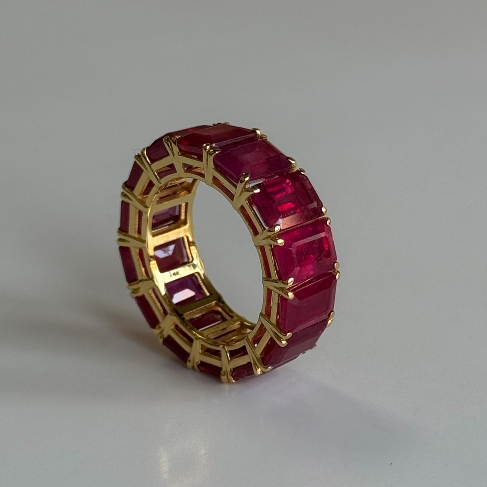 14k Gold Ruby Eternity Ring, Octagon Emerald Cut - Etsy