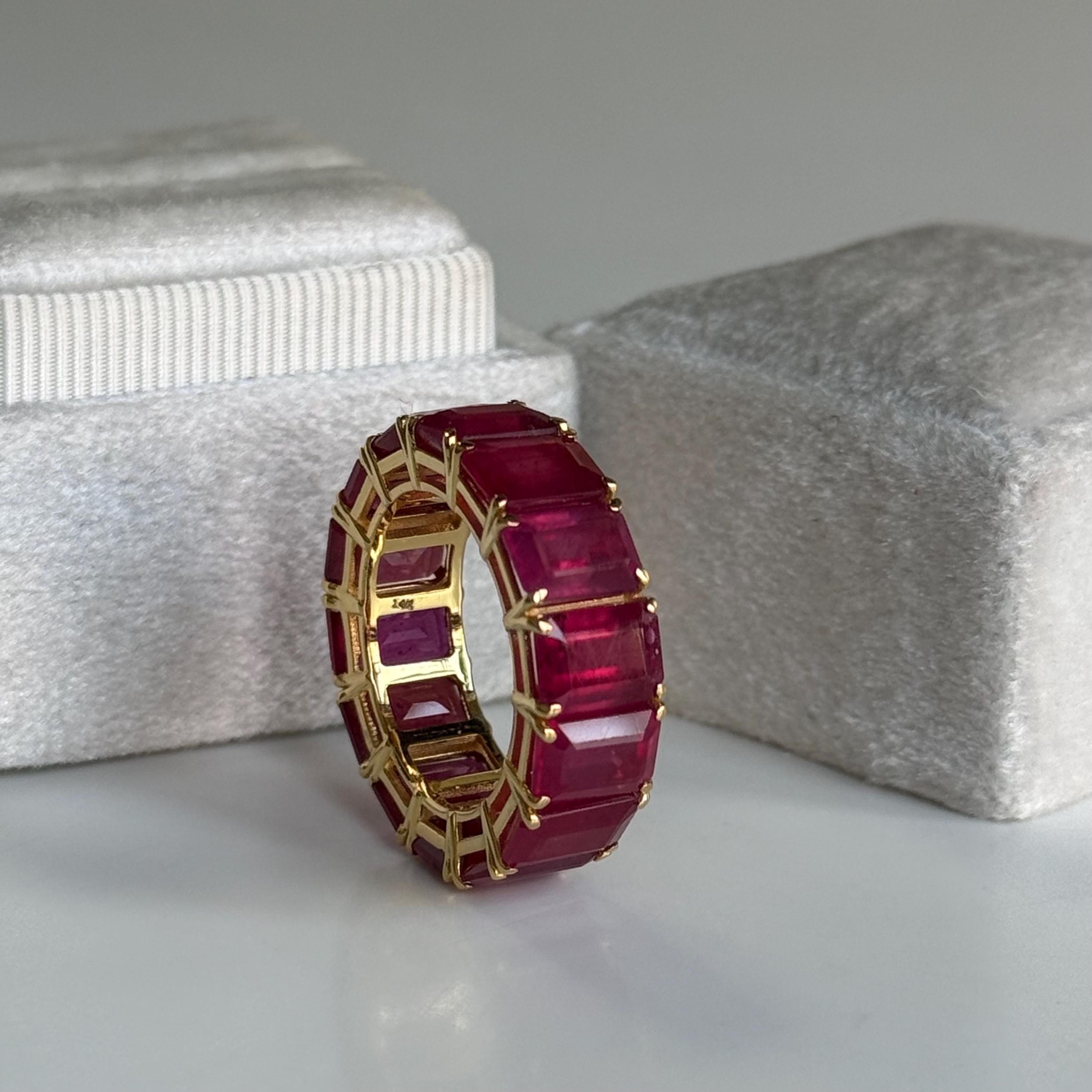14k Gold Ruby Eternity Ring, Octagon Emerald Cut - Etsy
