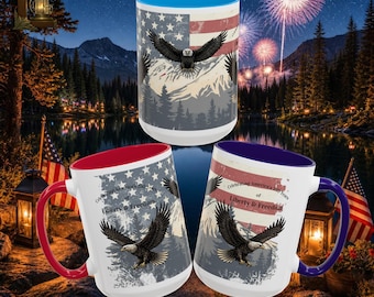 American Eagle Mug 250 Years Freedom Patriotic Ceramic Coffee Mug