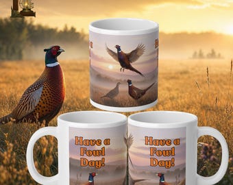 Pheasant Hunting Humor Mug | Sunrise Scene, 20oz Jumbo Ceramic Cup