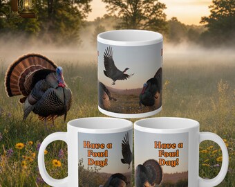 Have a Fowl Day Turkey Mug, 20oz Ceramic Farm Humor Coffee Cup