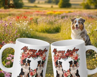 My Wag If For You Australian Shepherd Dog Floral Heart Mug | 20oz Jumbo