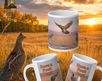 Grouse Mug, 20oz Jumbo Ceramic Coffee Cup, Upland Bird Hunting Humor