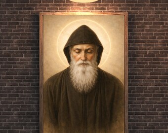 Portret monnik monnik, katholieke gebedsruimte muurkunst (digitale download)