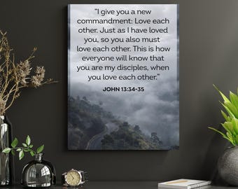 Love One Another Bible Verse Wall Art, John 13:34–35 Scripture Printable, Christian Wall Decor (Digital Download)