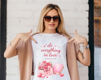 Christian Valentine PNG, Bible Verse Floral Clipart (Digital Download)