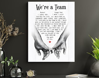 We're a Team Love Quote Print, Black and White Couple Hands (Digital Download)
