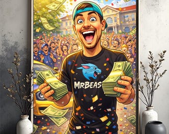 Mr Beast Inspired Art, Success Celebration Poster (Digital Download)