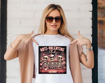 Anti Valentine Club PNG, Funny Skeleton Valentine PNG, Single Anti Love Design, Gothic Valentine Sublimation File