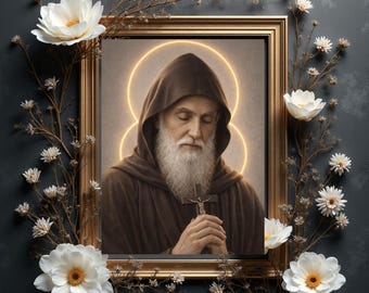Catholic Saint Charbel Wall Art Printable, Praying Monk Religious Art, Christian Prayer Wall Art, Jesus Crucifix Decor, Faith Home Decor