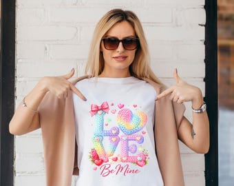 Love Be Mine PNG, Knitted Valentine Design, Cute Crochet Love Clipart, Pastel Valentine Sublimation File, DTF Valentine PNG