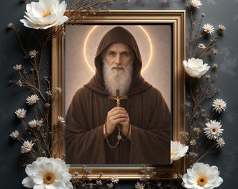 Saint Charbel Wall Art Printable, Religious Monk Wall Art, Christian Prayer Art Print, Jesus Crucifix Catholic Decor, Faith Wall Art