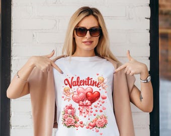 Valentine PNG, Cute Cupid Valentine Design, Love Balloons PNG, Romantic Valentine Clipart