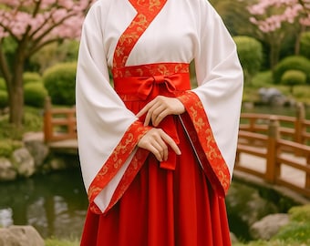 Red & Black Hanfu Dress – Tang Dynasty Kimono