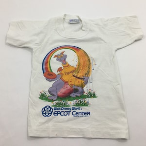 Disney World Figment- Epcot -Child Size Small - Rainbow - Vintage T-shirt  -1980s - Tee - Dragon - Kids - Pot of Gold - Cartoon - Fantasy