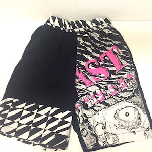 Gitano Boardshorts - Youth Size Small- Black White - Pink- Boys - Shorts - Vintage 1980s - Surf - Beach - Graphic - Gitano - Summer -elastic