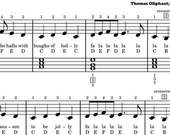 Deck the Halls ~ Partitura de piano fácil de nivel 1 ~ Acordes de Let's Play Music