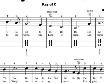 Alegría al mundo ~ Partitura de piano de nivel 1 ~ Acordes de Let's Play Music