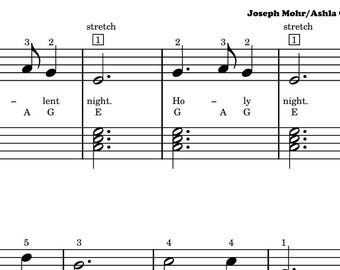 Noche de paz ~ Piano fácil nivel 1 ~ Partitura navideña ~ Acordes de Let's Play Music