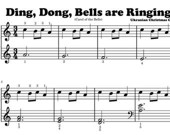 Villancico de las campanas ~ Partitura para piano ~ Nivel elemental avanzado/intermedio temprano
