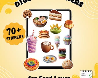 Food Lover Digital Stickers | 70+ Individual PNGs | GoodNotes Stickers for journaling your meal planner