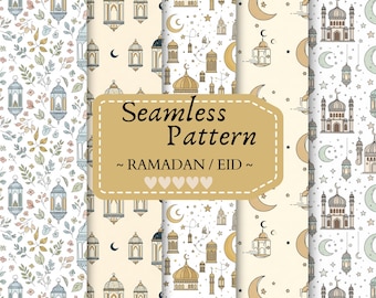 Ramadan Eid Seamless Pattern Set | Islamic (PNG Digital Download