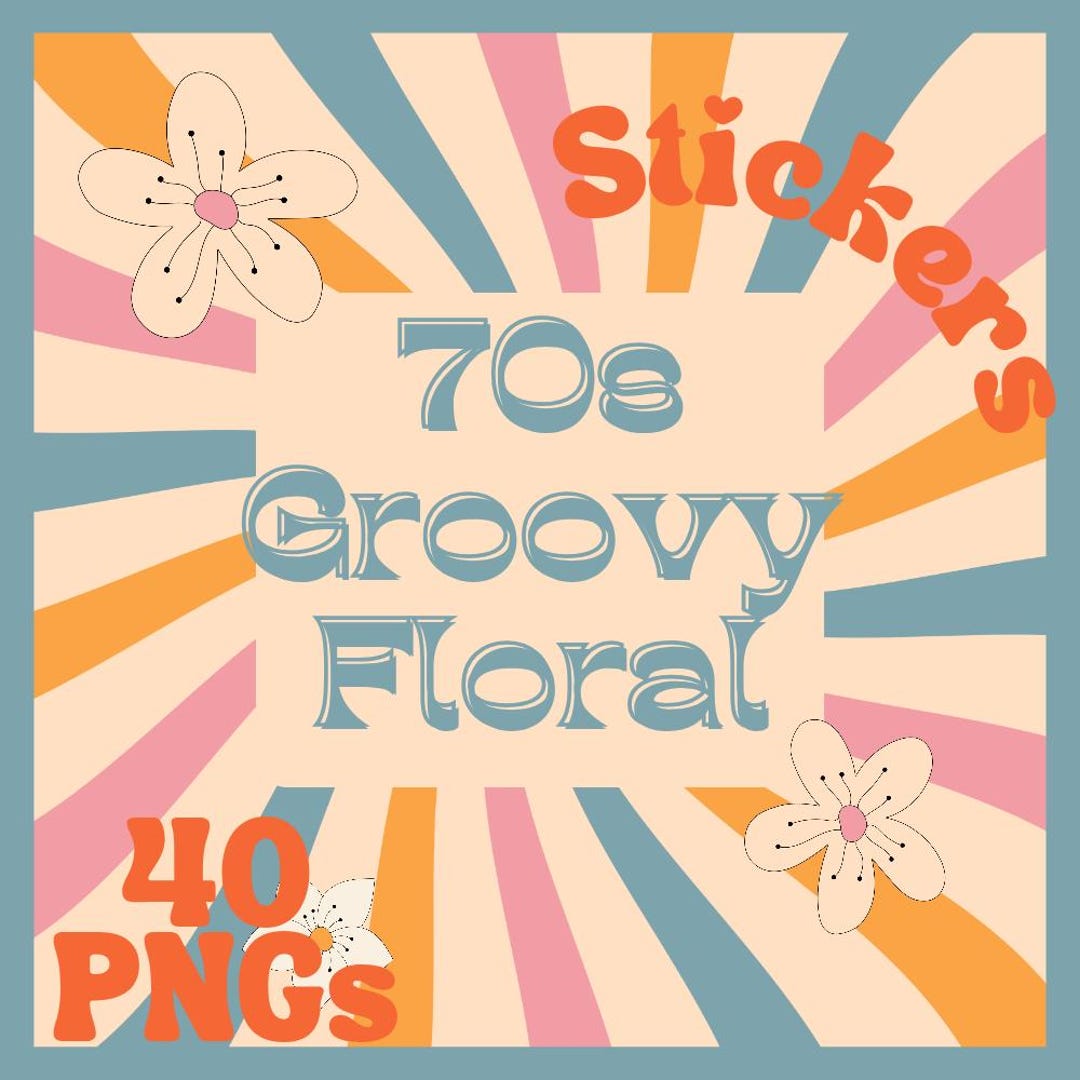 70s Groovy Floral Sticker | 40 Retro Flower Power PNG | Goodnotes ...